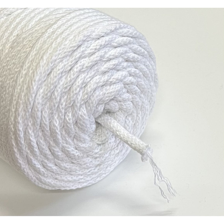 Cordão de algodão ColiNea com núcleo de algodão, entrançado, 5 mm, 200 m, branco