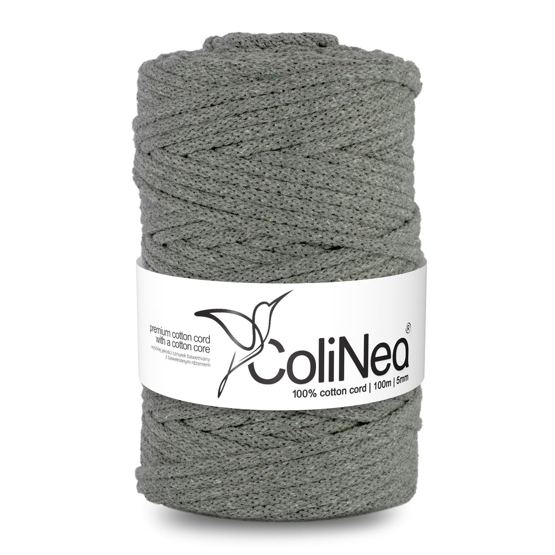 Cordão de algodão ColiNea com núcleo de algodão, entrançado, 5 mm, 200 m, cinzento-escuro