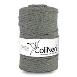 ColiNea Cordón de algodón con alma de algodón, Trenzado, 5 mm, 200 m, Color Gris oscuro