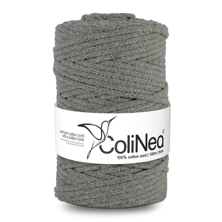 Cordão de algodão ColiNea com núcleo de algodão, entrançado, 5 mm, 200 m, cinzento-escuro