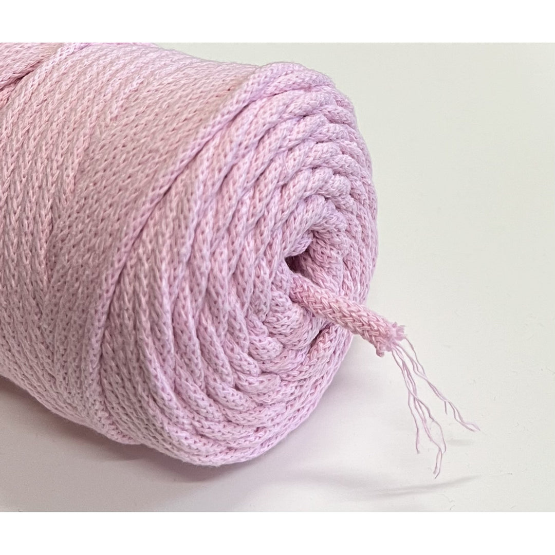 Cordão de algodão ColiNea com núcleo de algodão, entrançado, 5 mm, 200 m, rosa