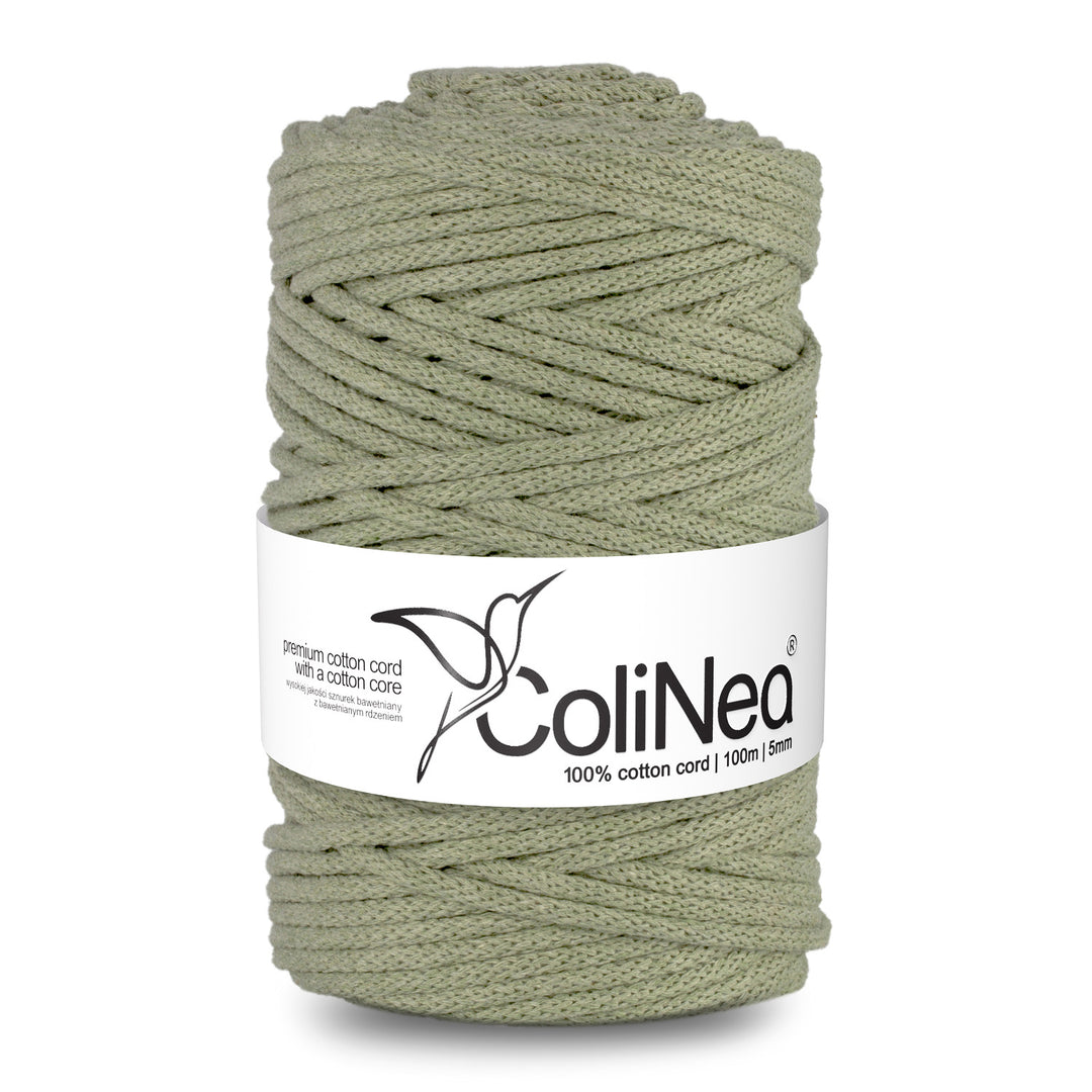 Cordão de algodão ColiNea com núcleo de algodão, entrançado, 5 mm, 200 m, verde azeitona