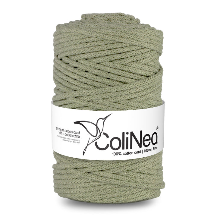 Cordão de algodão ColiNea com núcleo de algodão, entrançado, 5 mm, 200 m, verde azeitona