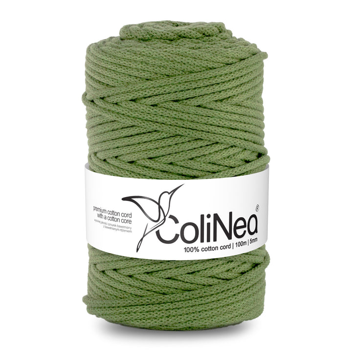 Cordão de algodão ColiNea com núcleo de algodão, entrançado, 5 mm, 200 m, cor pistacho