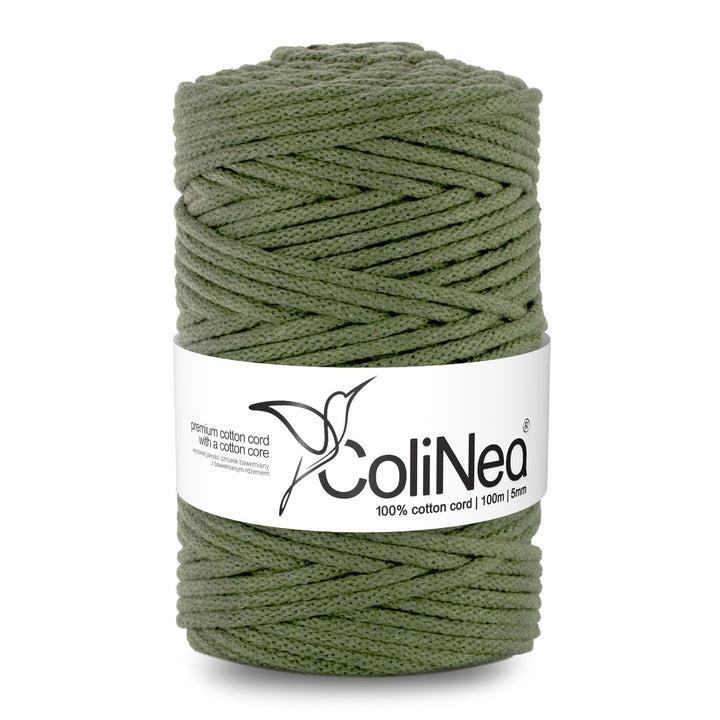 Cordão de algodão ColiNea com núcleo de algodão, entrançado, 5 mm, 200 m, caqui
