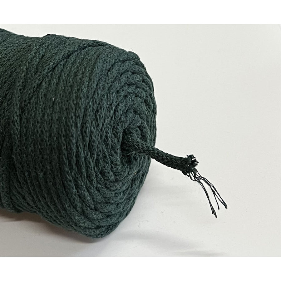 Cordão de algodão ColiNea com núcleo de algodão, entrançado, 5 mm, 200 m, verde garrafa