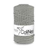Cordão de algodão ColiNea com núcleo de algodão, entrançado, 3 mm 100 m, cinzento