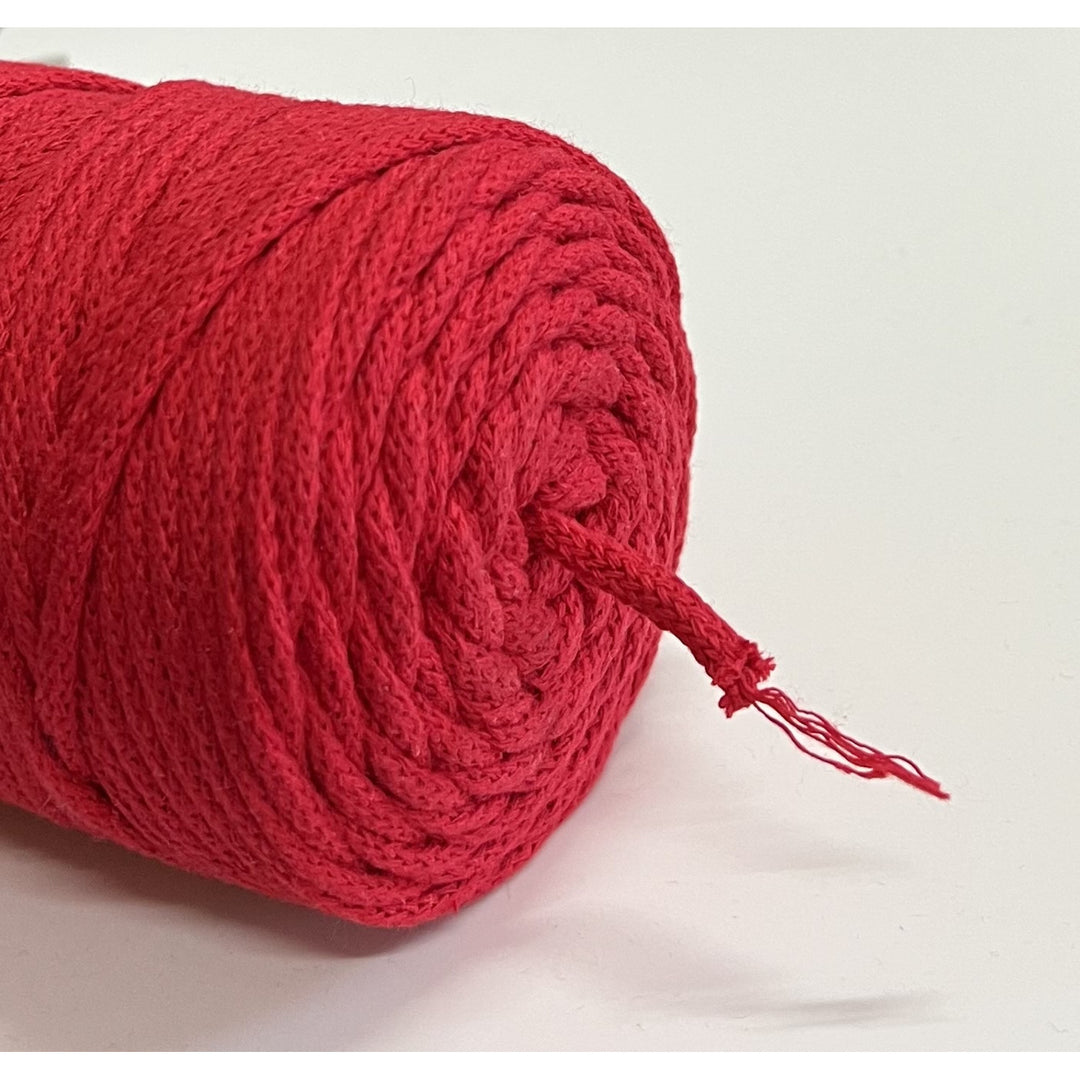 Cordão de algodão ColiNea com núcleo de algodão, entrançado, 3 mm, 100 m, vermelho