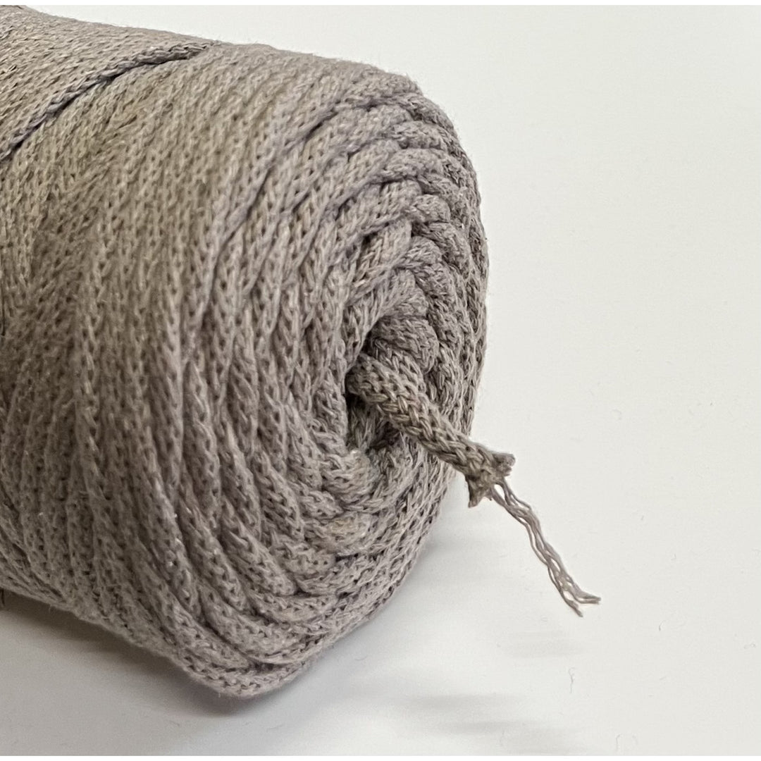 Cordão de algodão ColiNea com núcleo de algodão, entrançado, 3 mm, 100 m, bege escuro