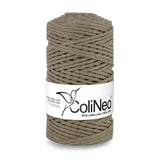 ColiNea Cordón de algodón con alma de algodón, Trenzado, 3 mm, 100 m, Color Beige oscuro