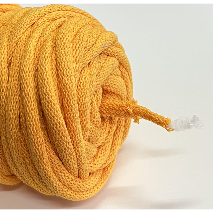 Cordão de algodão WAS com núcleo de poliéster, entrançado, 9 mm, 50 m, amarelo-escuro