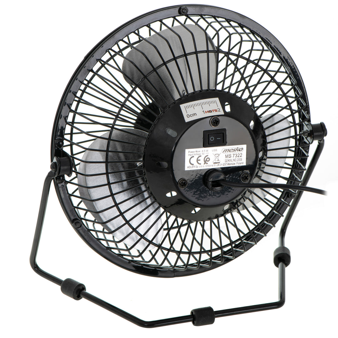 Ventilador de sobremesa Mesko, diámetro de 15 cm, alimentación por USB, oscilación vertical, MS 7322