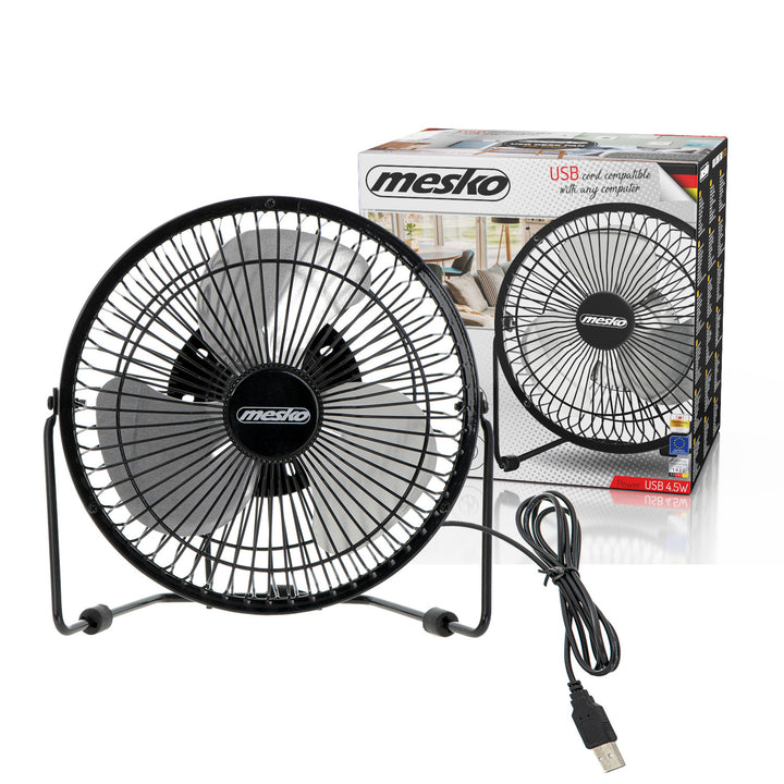 Ventilador de sobremesa Mesko, diámetro de 15 cm, alimentación por USB, oscilación vertical, MS 7322