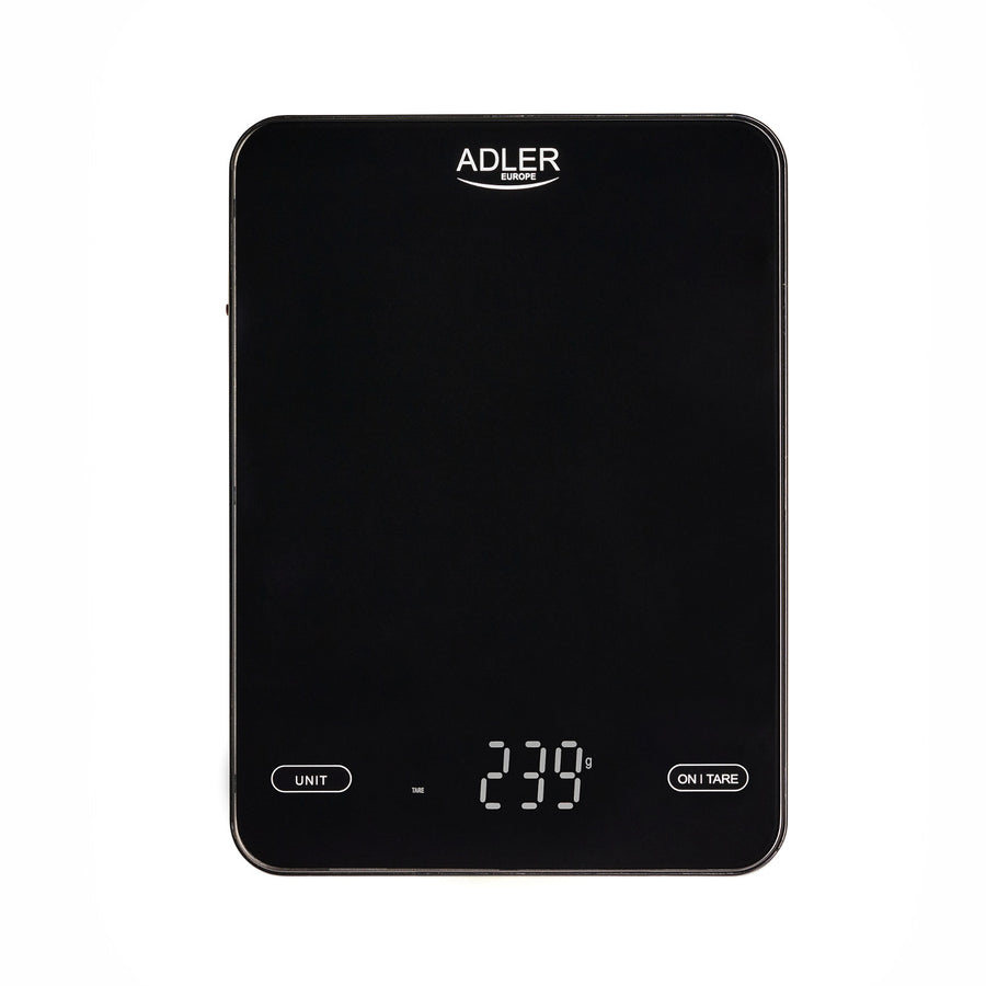Báscula de cocina, Adler, negra, 10 kg, recargable por USB, AD 3177