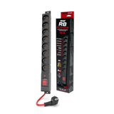 Acar Regleta de protección contra sobretensiones, 16A, 3680W, 3m, negro, R8 POWER