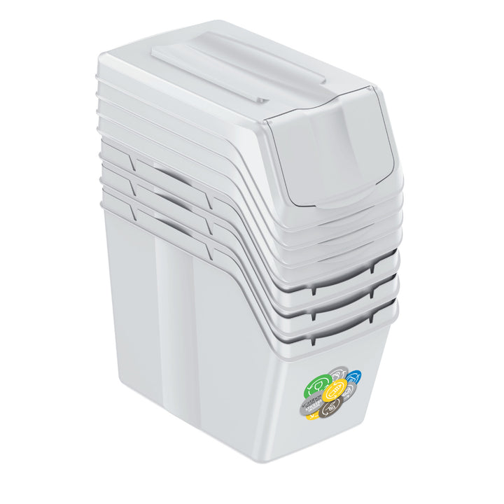Conjunto de Papeleiras Keden Sortibox, Sistema de Reciclagem, 4x20L, Cor Cinza, ISWB20S4