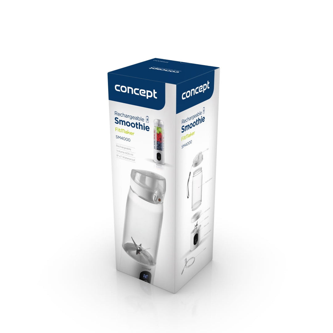 Liquidificador Pessoal Concept, 600 ml, Bateria de Iões de Lítio Recarregável, Branco, FitMaker SM4000
