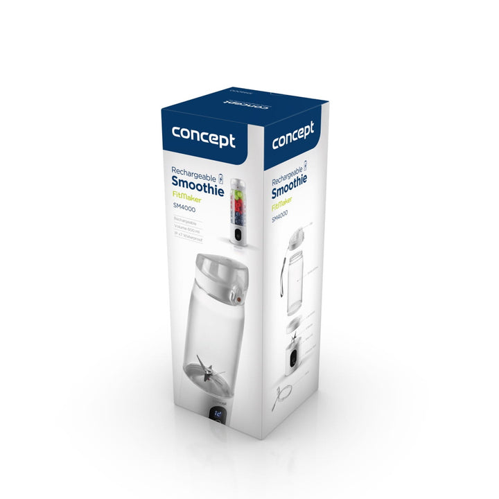 Liquidificador Pessoal Concept, 600 ml, Bateria de Iões de Lítio Recarregável, Branco, FitMaker SM4000