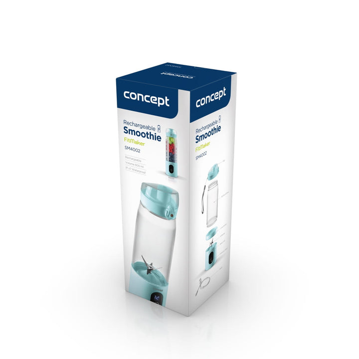 Concept Liquidificador Pessoal, 600 ml, Recarregável, Ião de Lítio, Azul, FitMaker SM4002