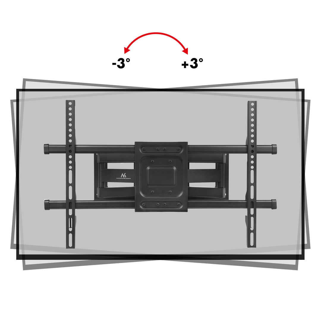 Soporte de TV Maclean, VESA máx. 600x400, 32-85", 60kg, ajuste de ángulo horizontal y vertical, perfil 65-390mm, negro, MC-789