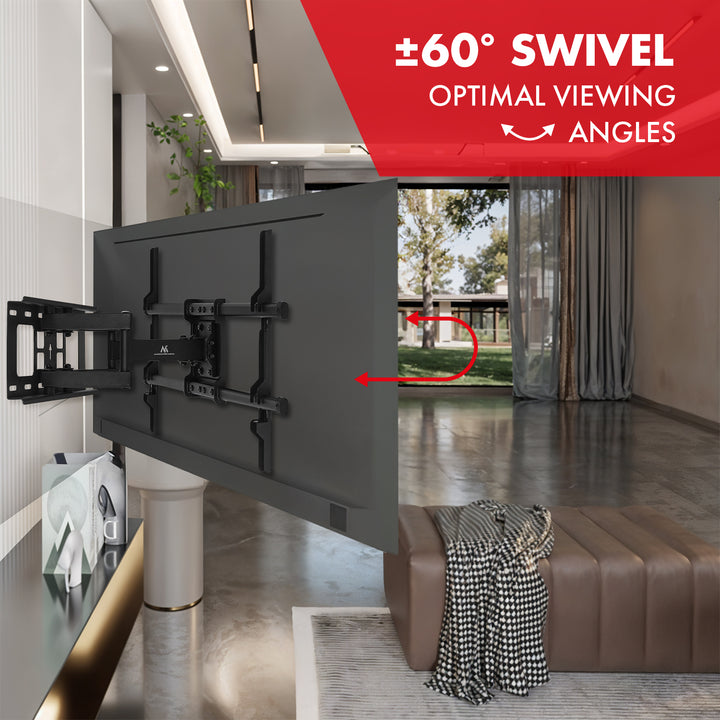 Soporte de TV Maclean, VESA máx. 600x400, 32-85", 60kg, ajuste de ángulo horizontal y vertical, perfil 65-390mm, negro, MC-789