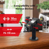 Suporte de terminal de cartão Maclean MC-818 para dispositivos POS, universal | Rotação de 270°, ajuste de inclinação de +0° a -75°, largura ajustável, gestão de cabos | Suporte de mesa para terminais EC