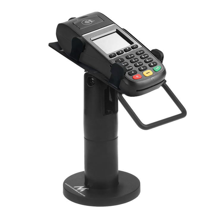Maclean MC-818 Soporte de Terminal de Tarjeta para Dispositivos POS, Universal | Giratorio 270°, Ajuste de Inclinación +0° a -75°, Ancho Ajustable, Gestión de Cables | Montaje en Mesa para Terminales EC