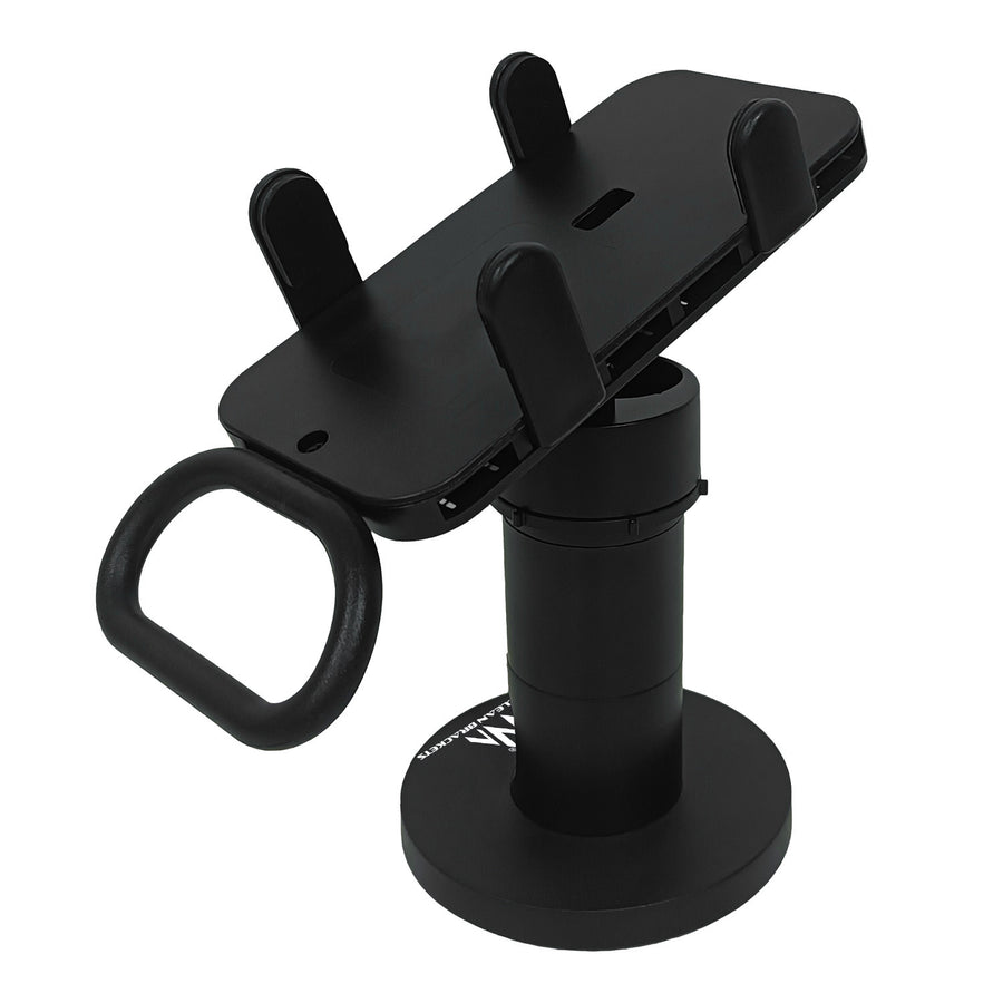 Suporte para terminal de cartão Maclean MC-819 para dispositivos POS | Rotação de 90°, ajuste de inclinação de +45° a -45°, largura ajustável, gestão de cabos | Suporte de mesa para terminais EC
