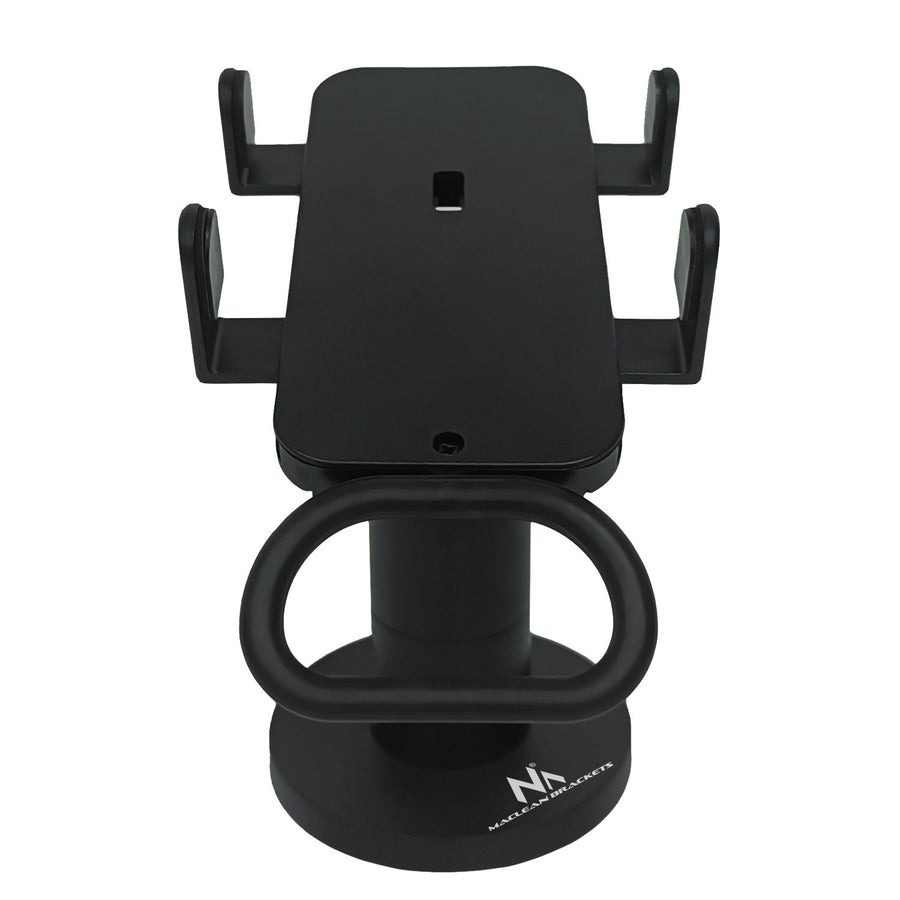 Suporte para terminal de cartão Maclean MC-819 para dispositivos POS | Rotação de 90°, ajuste de inclinação de +45° a -45°, largura ajustável, gestão de cabos | Suporte de mesa para terminais EC