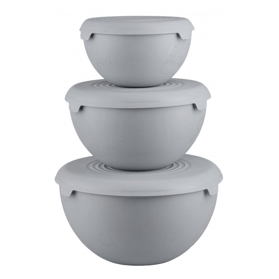 Prático conjunto de taças de plástico com tampa, 1,5L, 3L, 6L, cinzento, 10031290