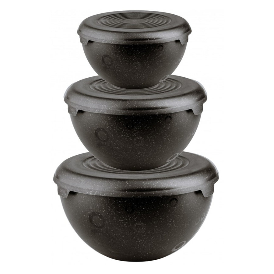 Prático conjunto de taças de plástico com tampa, 1,5L, 3L, 6L, preto, 10031298