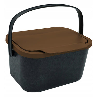 Papeleira Practic Mini Bini com capacidade para 4,5 litros, preta com tampa castanha