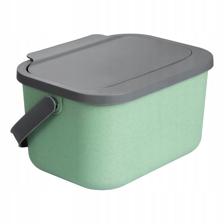 Practic Contenedor de biorresiduos de 4,5 litros, Color verde con tapa gris, Mini Bini