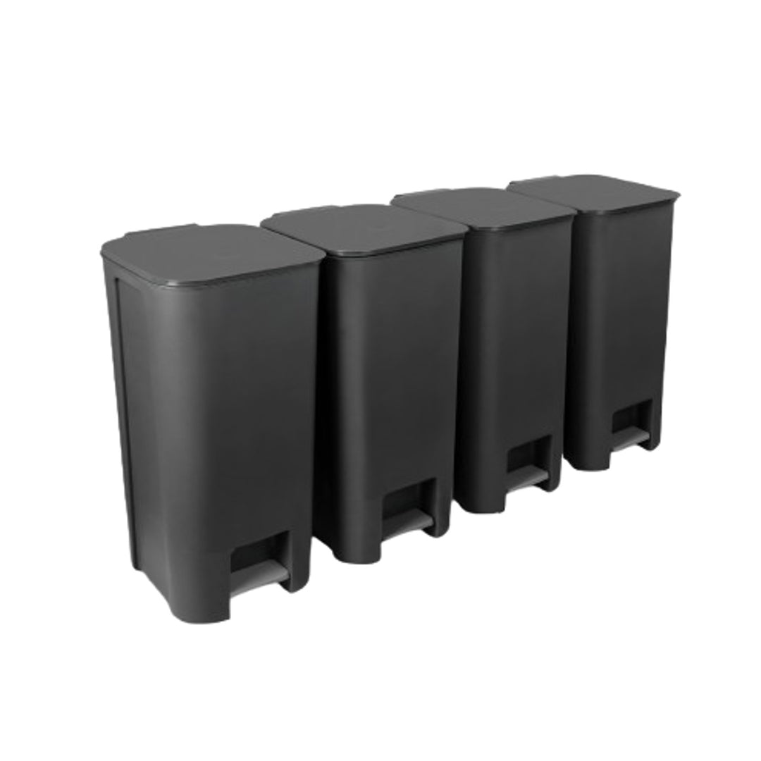 Conjunto de reciclagem Practic 4 contentores de lixo com pedal 40 L, grafite escuro, 10106593