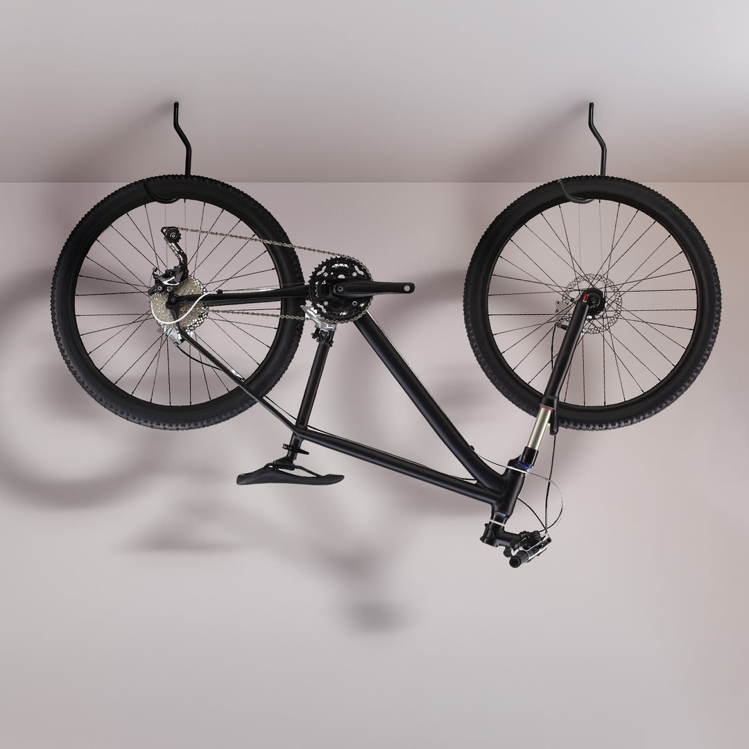 Maclean MC-485 Juego de 2 ganchos de techo, para escalera, bicicleta, manguera de jardín, acero, carga máx. 10 kg/mango