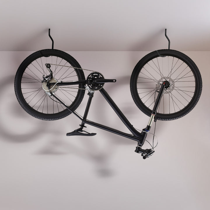 Maclean MC-485 Juego de 2 ganchos de techo, para escalera, bicicleta, manguera de jardín, acero, carga máx. 10 kg/mango