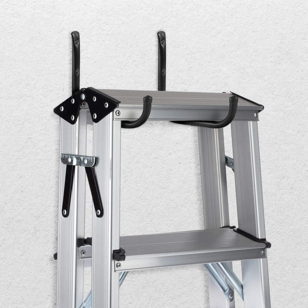 Maclean MC-487 Conjunto de 2 suportes de parede para pneus, rodas, escadas e bicicletas, aço, carga máxima de 22 kg/suporte