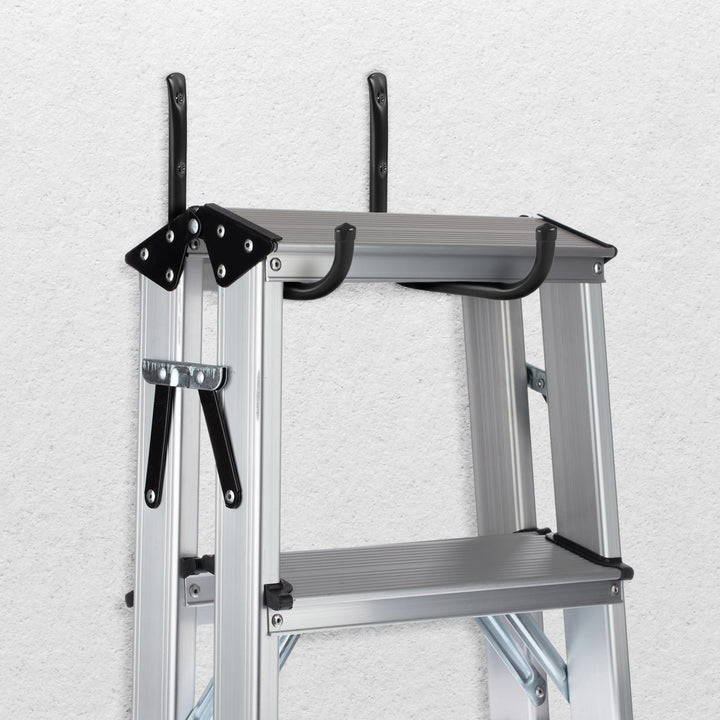 Maclean MC-487 Conjunto de 2 suportes de parede para pneus, rodas, escadas e bicicletas, aço, carga máxima de 22 kg/suporte