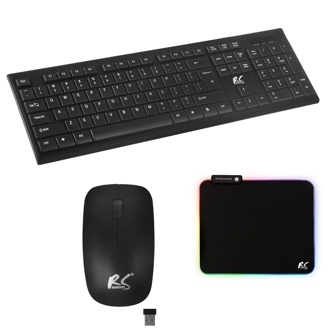 NanoRS, RS580 Combo de teclado e rato sem fios + tapete de rato