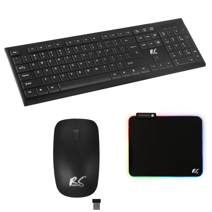 NanoRS, RS580 Combo de teclado e rato sem fios + tapete de rato