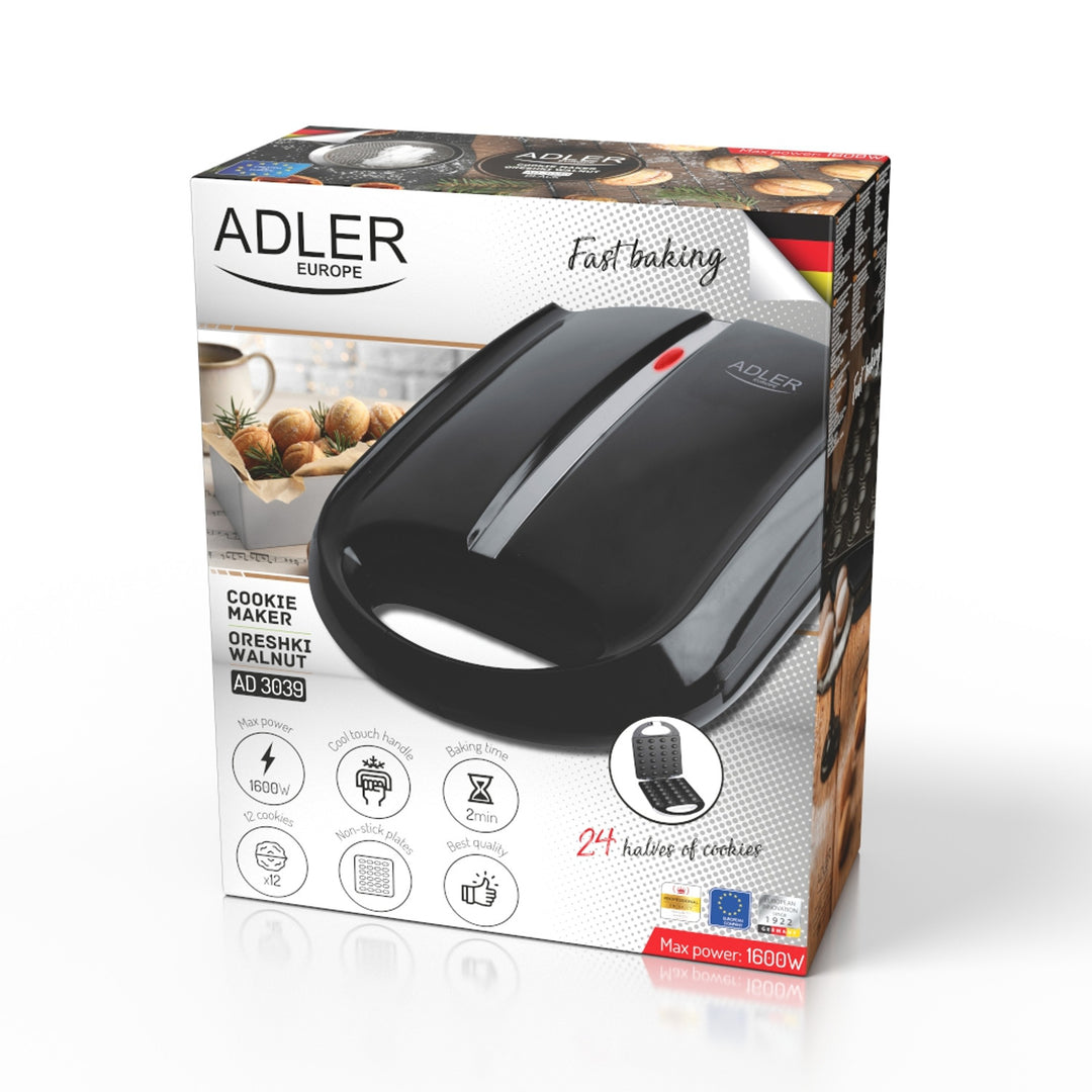 Adler Tostadora Molde para Galletas, 24 uds. máx. 1600 W, Color negro, AD 3039b