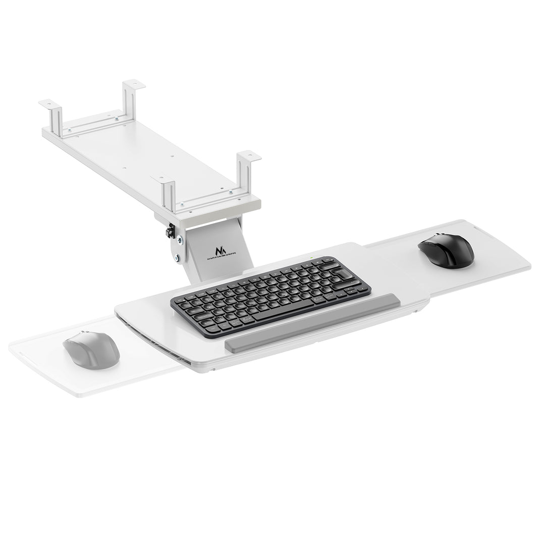 Maclean MC-156 W Soporte de teclado bajo escritorio, ajustable, máx. 5kg, blanco