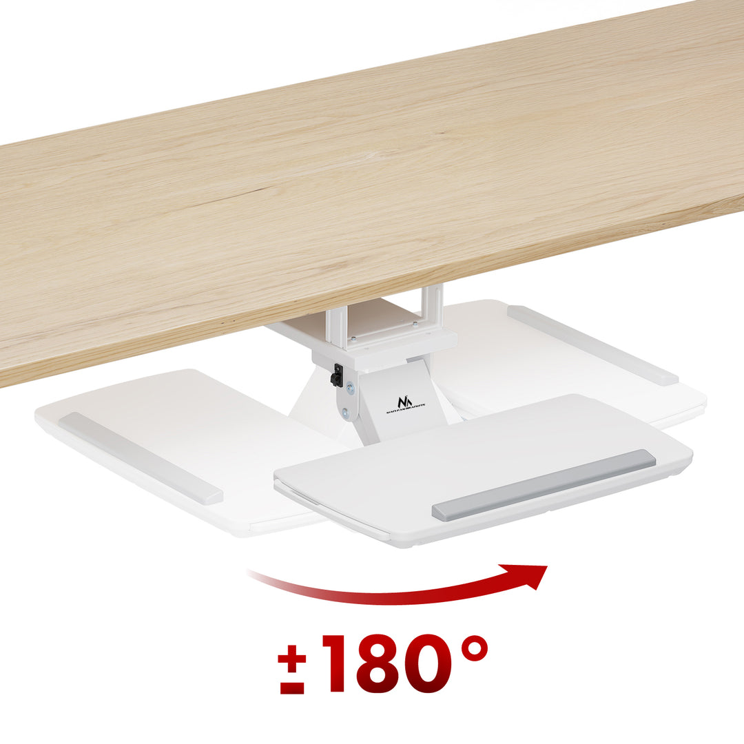 Maclean MC-156 W Soporte de teclado bajo escritorio, ajustable, máx. 5kg, blanco
