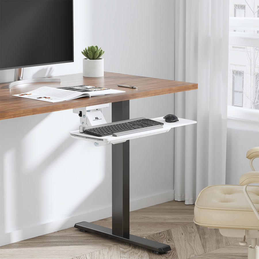 Suporte para teclado Maclean sob a secretária, ajustável, máx. 5 kg, branco, MC-156 W