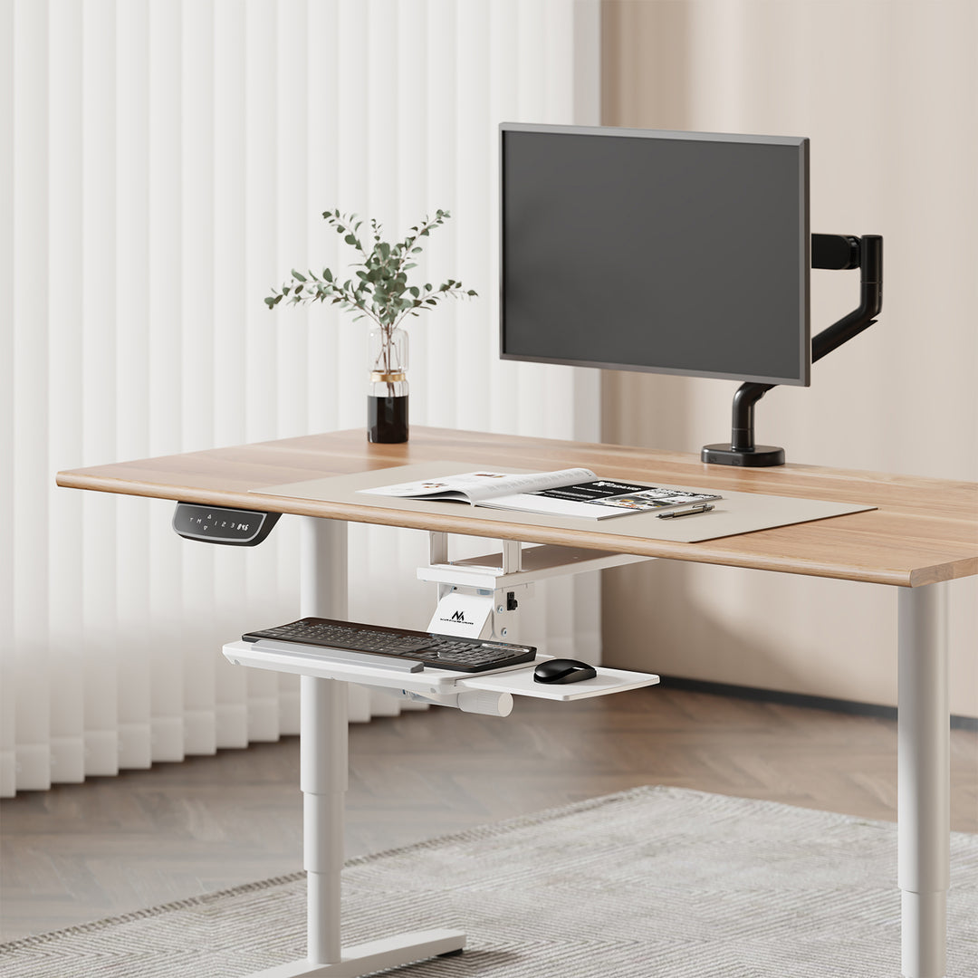 Maclean MC-156 W Soporte de teclado bajo escritorio, ajustable, máx. 5kg, blanco