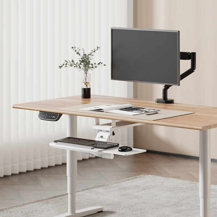 Maclean MC-156 W Soporte de teclado bajo escritorio, ajustable, máx. 5kg, blanco