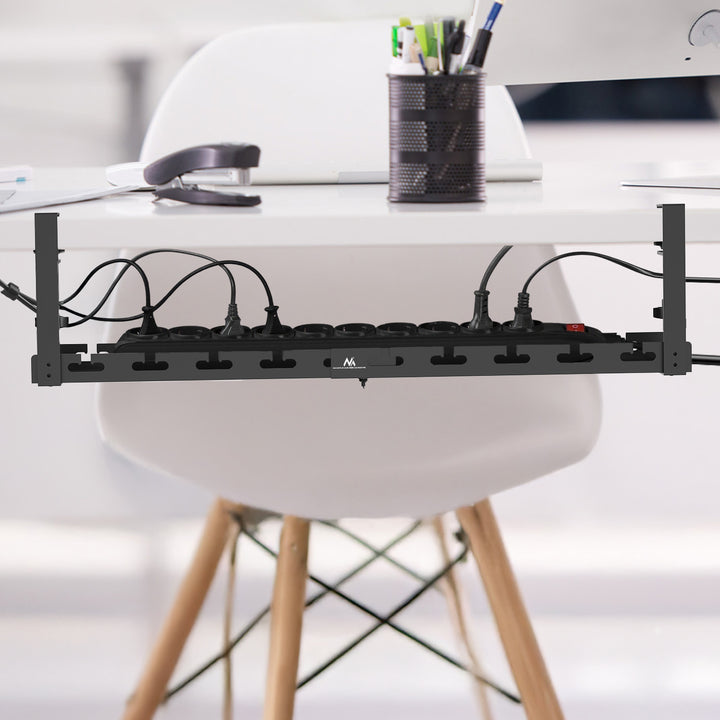 Organizador de cabos por baixo da mesa Maclean, carga máxima de 5 kg, comprimento máximo de 728 mm, preto, MC-103 B 728 mm, preto, MC-103 B