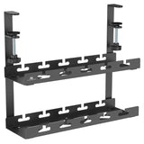 Organizador de cabos por baixo da mesa Maclean, carga máxima de 5 kg, 2 camadas, preto, MC-104 B