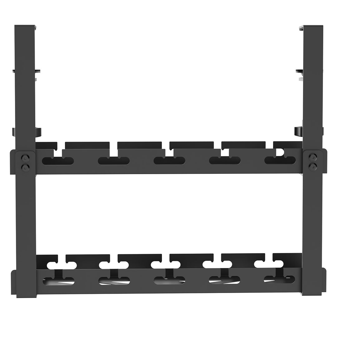 Maclean MC-104 B Organizador de cables bajo escritorio, carga máx. 5 kg, 2 niveles, negro