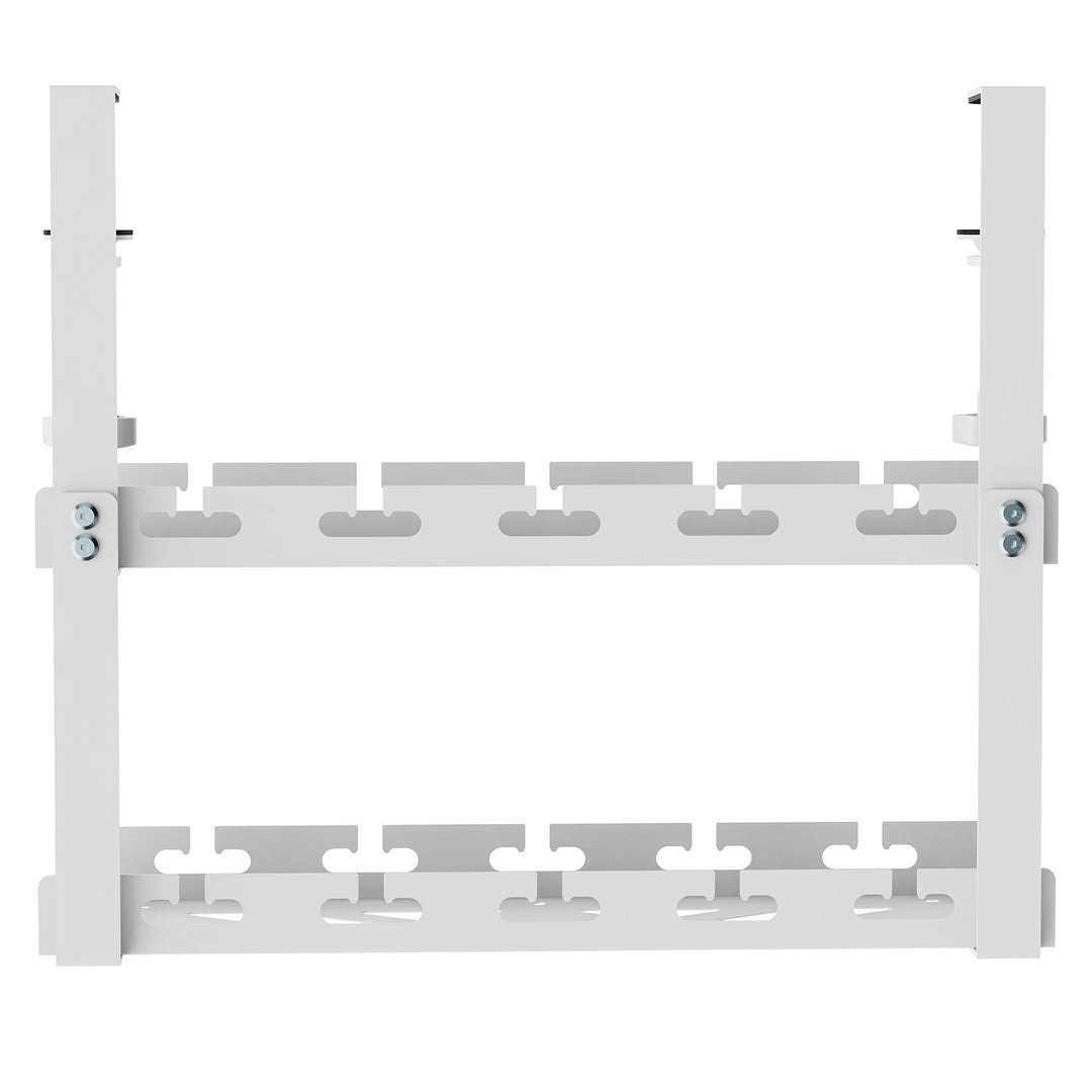 Maclean MC-104 W Organizador de cables bajo escritorio, carga máx. 5 kg, 2 niveles, blanco